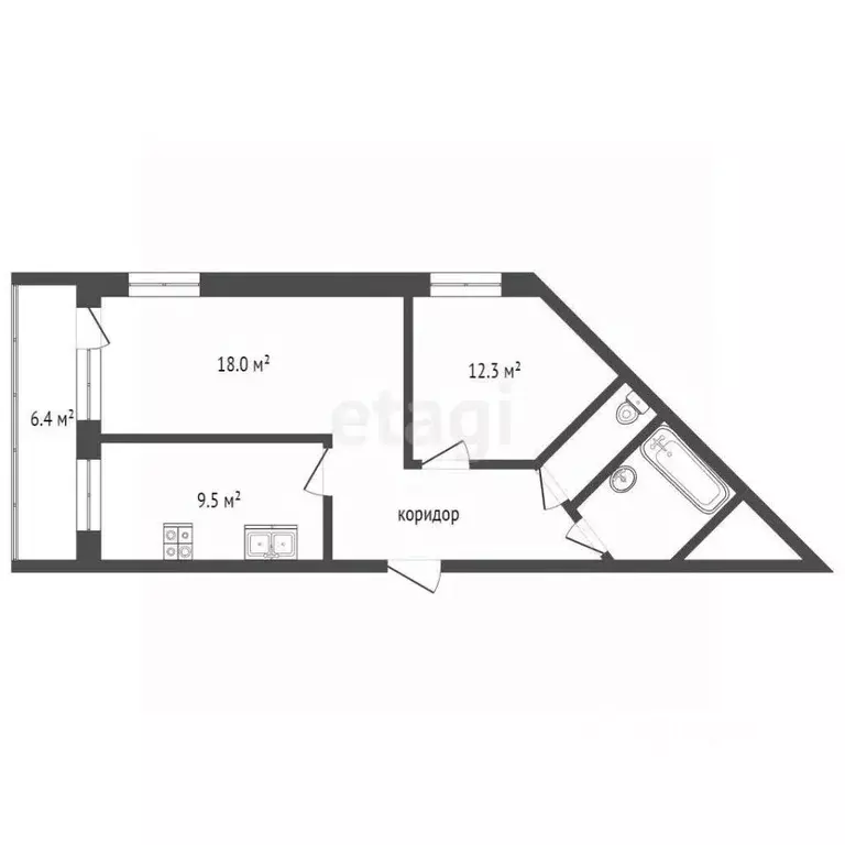 2-к кв. Московская область, Воскресенск Новлянский мкр, ул. Кагана, 4 ... - Фото 2
