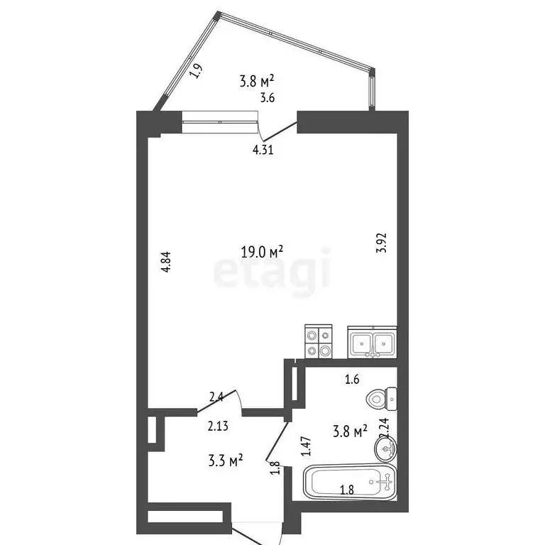 Квартира-студия: Омск, улица Мишина, 2 (26.1 м) - Фото 1
