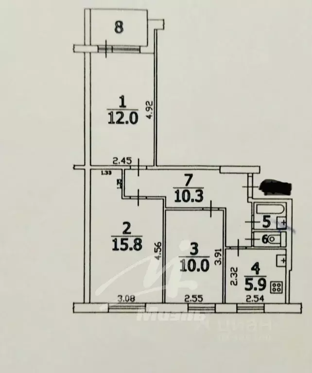 3-к кв. Московская область, Красногорск ул. Ленина, 15 (56.8 м) - Фото 1