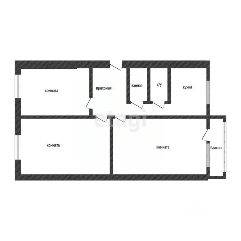 3-к кв. Курганская область, Курган ул. Кирова, 98А (62.8 м) - Фото 2