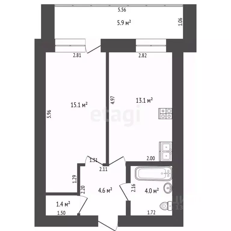 1-к кв. Тюменская область, Тюмень ул. Вересковая, 15к2 (38.0 м) - Фото 1