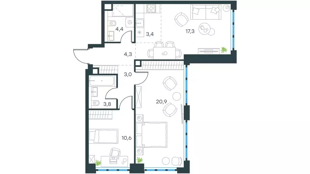 3-комнатная квартира: Москва, Южнопортовая улица, 28Ас17 (68.3 м) - Фото 0