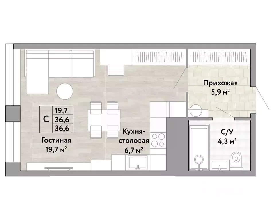 1-к кв. Хабаровский край, Хабаровск Грин 2 жилой комплекс (36.6 м) - Фото 1