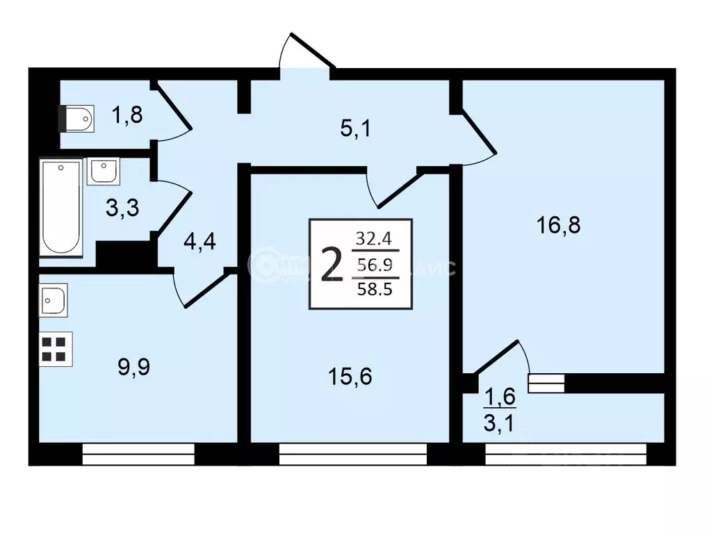 2-к кв. Воронежская область, Воронеж ул. Пескова, 8 (58.5 м) - Фото 0