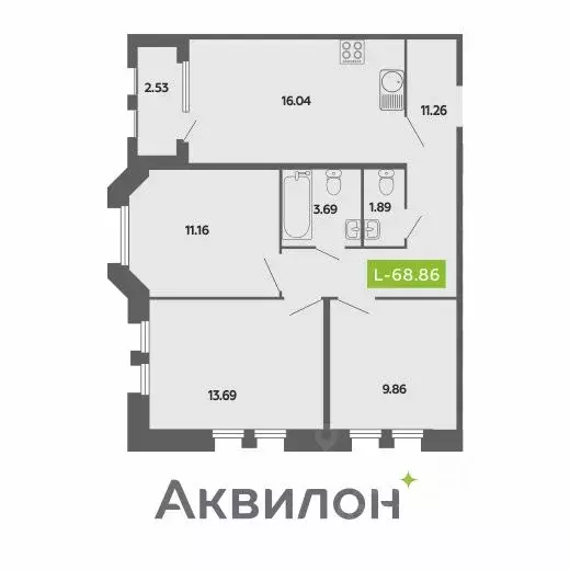 3-к кв. Архангельская область, Архангельск Поморская ул. (68.86 м) - Фото 0