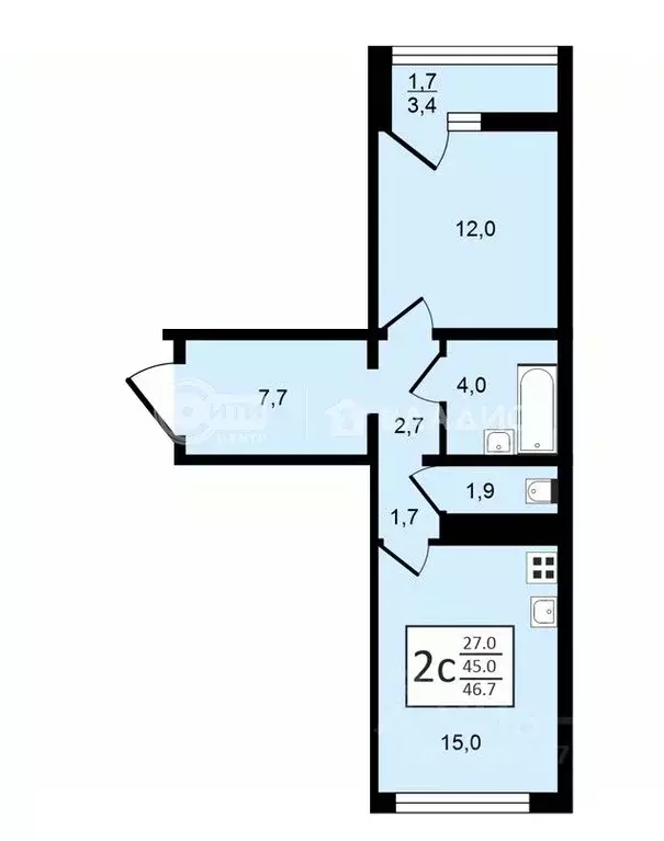 2-к кв. Воронежская область, Воронеж ул. Шишкова, 140Б/6 (46.6 м) - Фото 0