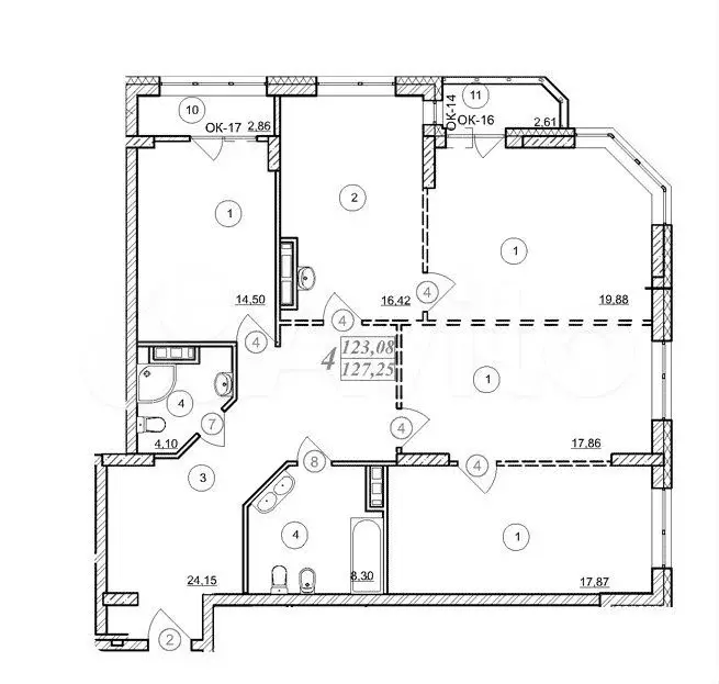 4-к. квартира, 127,3 м, 25/26 эт. - Фото 0
