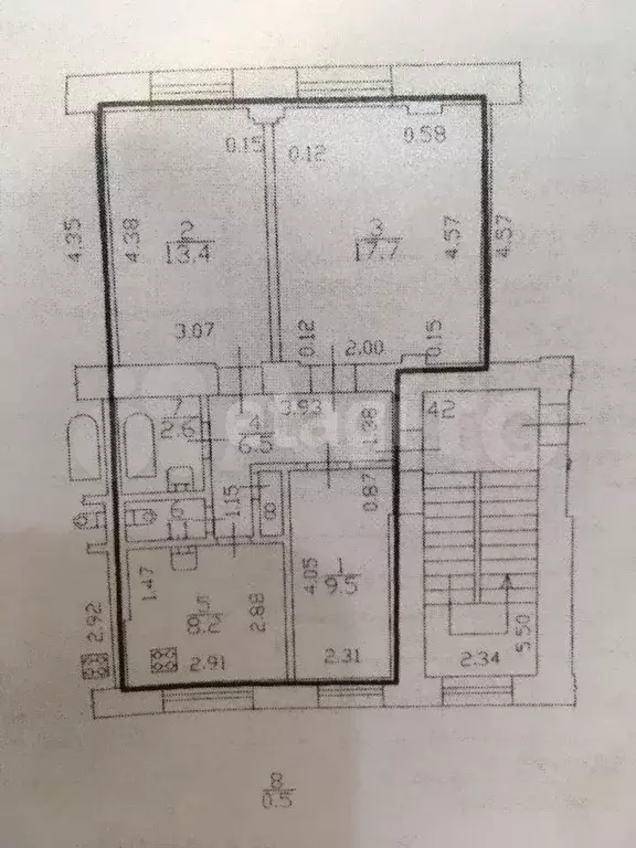 3-к. квартира, 59,5 м, 2/5 эт. - Фото 0