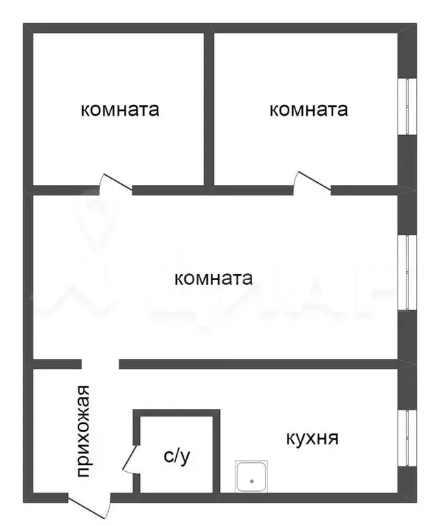3-к кв. Калужская область, Калуга Московская ул., 234 (50.4 м) - Фото 2