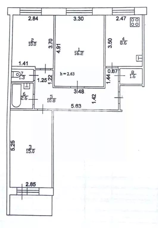 3-к кв. Татарстан, Казань ул. Маршала Чуйкова, 33 (65.9 м) - Фото 1