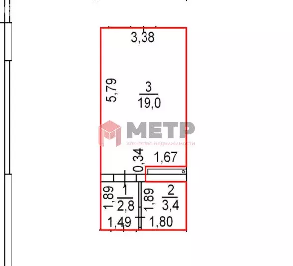 Квартира-студия: Семидворье, Пограничный переулок, 2 (25.2 м) - Фото 1