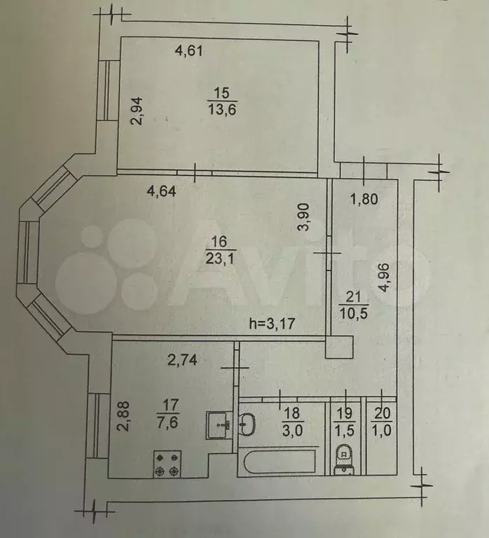 2-к. квартира, 60 м, 5/6 эт. - Фото 0