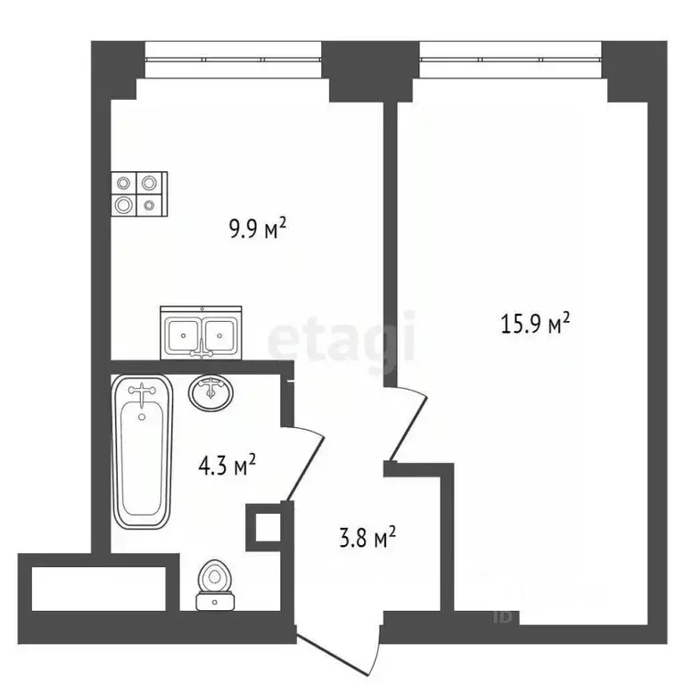 1-к кв. Москва Левел Южнопортовая жилой комплекс, 3 (33.6 м) - Фото 1