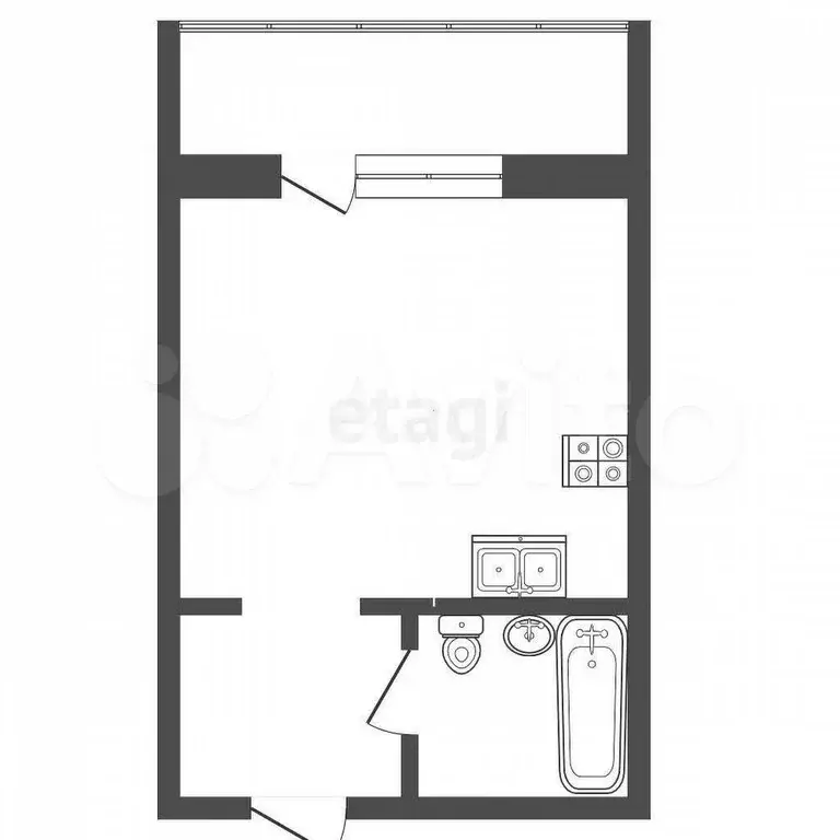 Квартира-студия, 27,6 м, 1/8 эт. - Фото 0