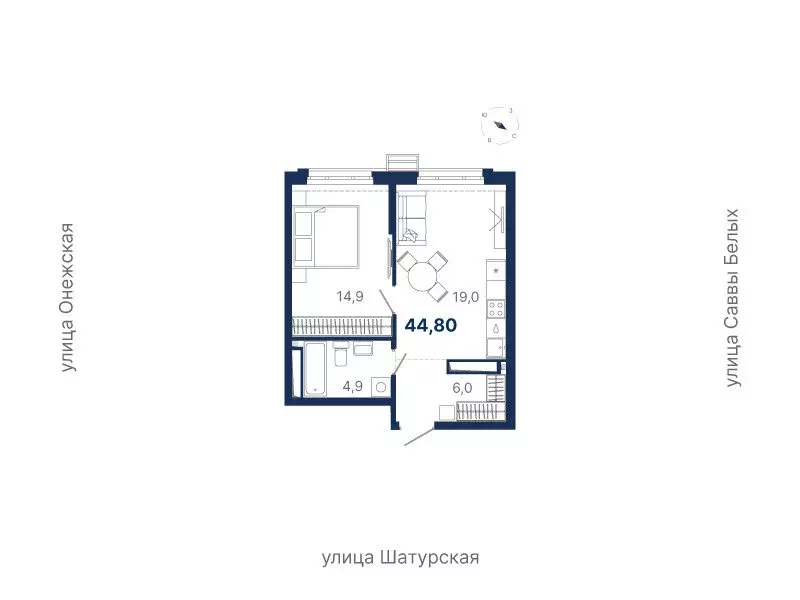 1-комнатная квартира: Екатеринбург, жилой район Южный, жилая ... - Фото 0