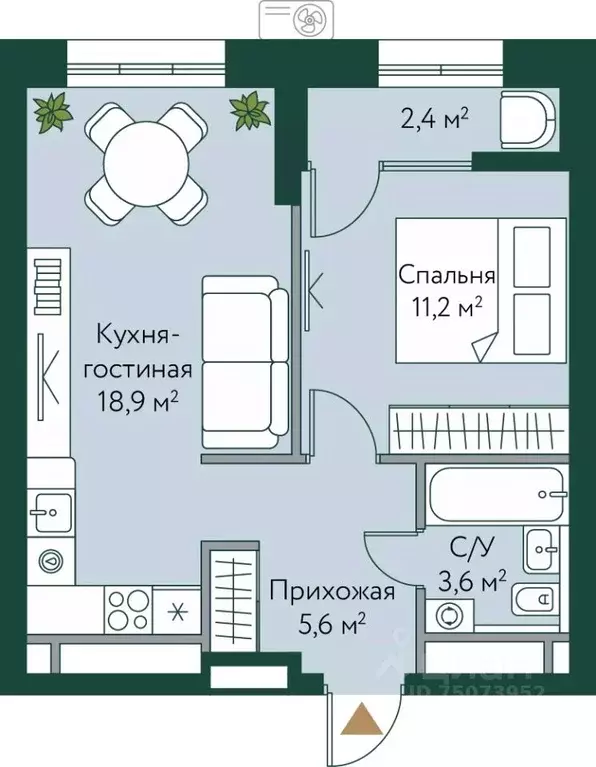 1-к кв. Волгоградская область, Волгоград Новосибирская ул., 74 (41.7 ... - Фото 0