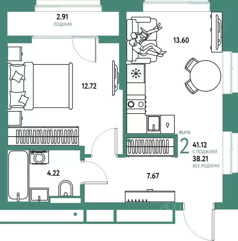 2-к кв. Московская область, Мытищи Страна.Парковая жилой комплекс ... - Фото 1