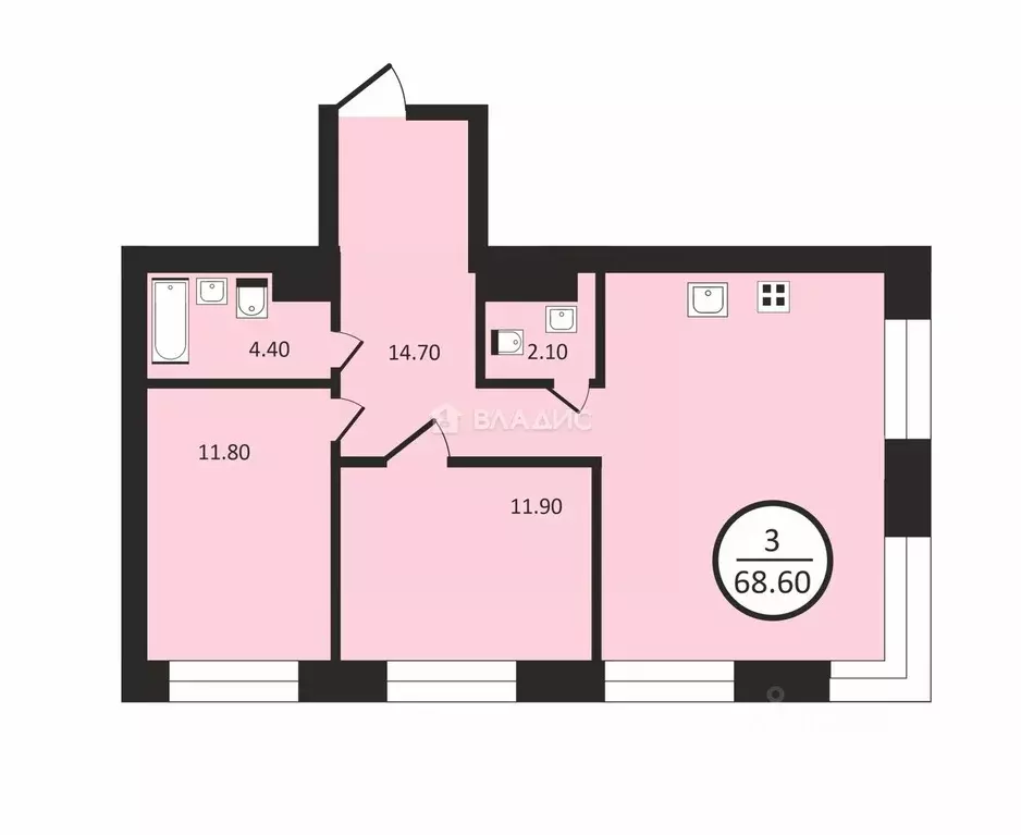 3-к кв. Москва ул. Народного Ополчения, 15К2 (68.6 м) - Фото 2
