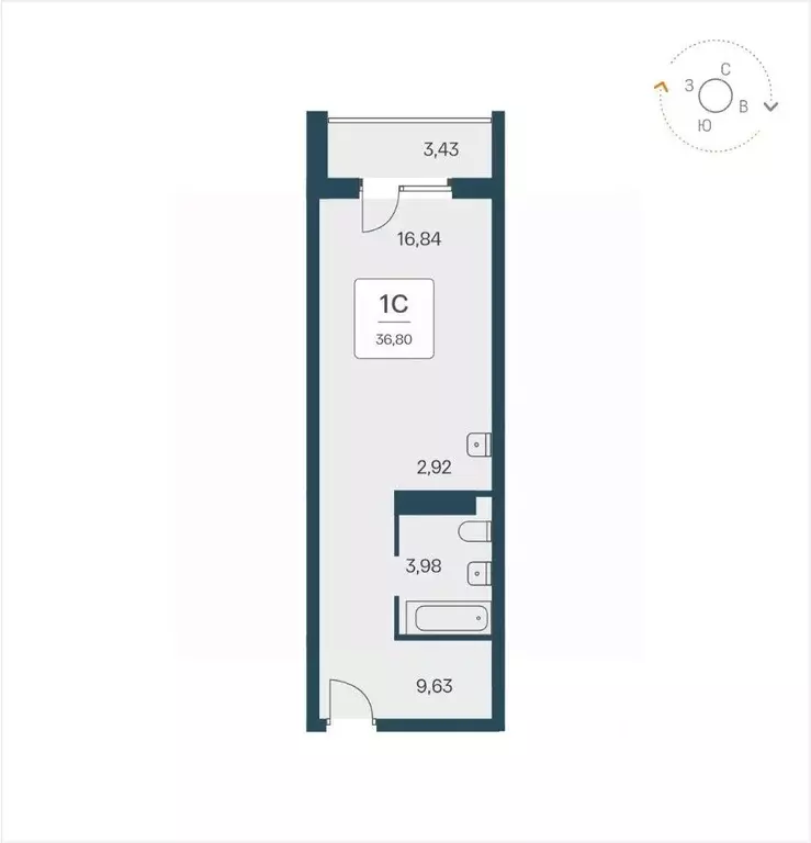Студия Новосибирская область, Новосибирск Красный просп., 180 (36.5 м) - Фото 1