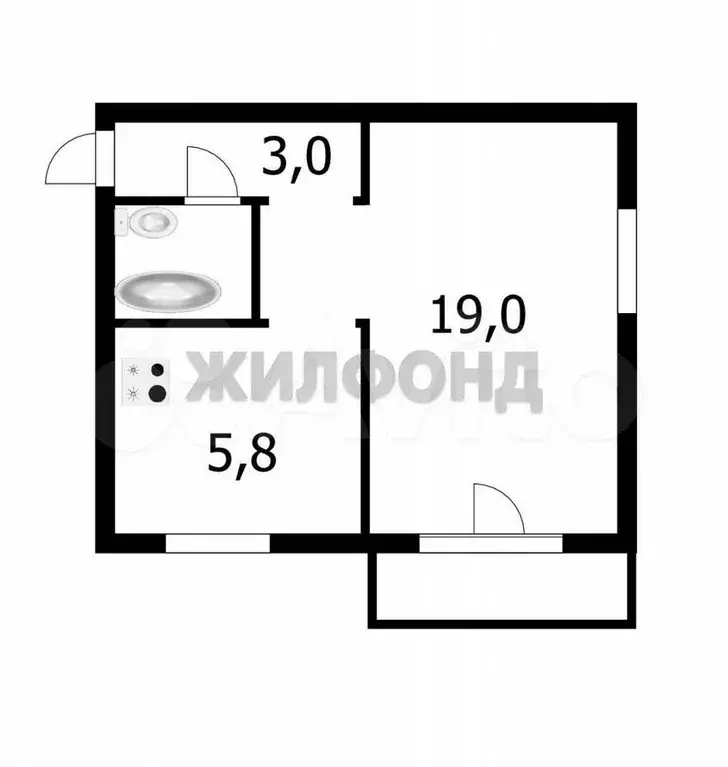 1-к. квартира, 31,5 м, 4/5 эт. - Фото 0