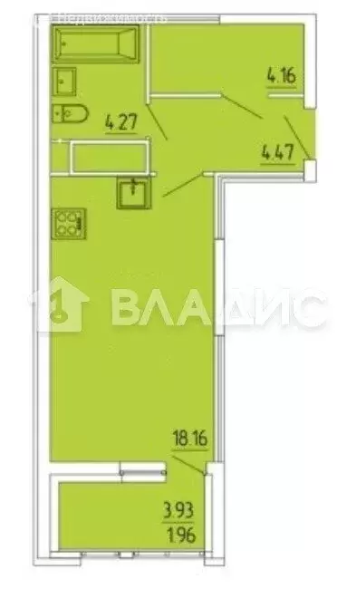 Квартира-студия: Пенза, улица Кордон Студёный, 47 (29.5 м) - Фото 1