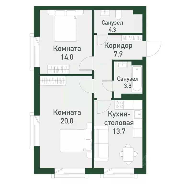 2-к кв. Челябинская область, Челябинский городской округ, пос. ... - Фото 0