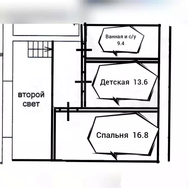 3-к. квартира, 97,4 м, 3/3 эт. - Фото 1