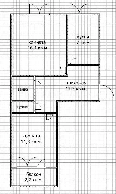 2-к. квартира, 49,6 м, 5/5 эт. - Фото 0