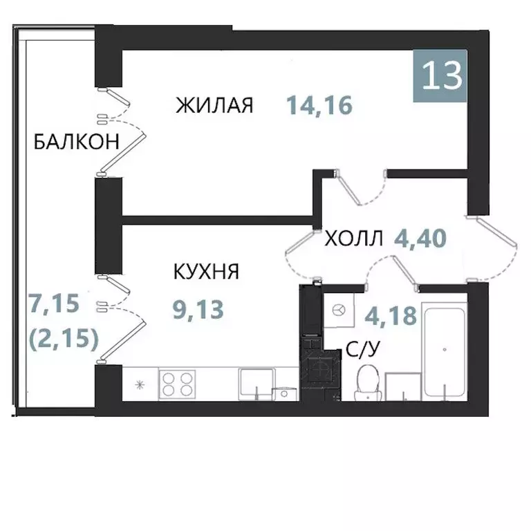 1-комнатная квартира: Калининградская область, Светлогорск (34.02 м) - Фото 0