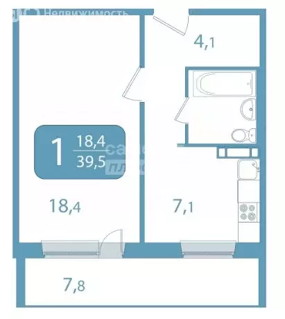 1-комнатная квартира: Томск, улица Архитекторов, 3 (39.56 м) - Фото 0