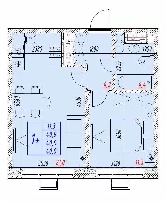 2-к кв. Астраханская область, Астрахань ул. Бэра, 29 (40.9 м) - Фото 2