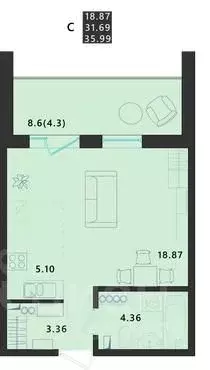 Студия Псковская область, Псковский район, Завеличенская волость, д. ... - Фото 1