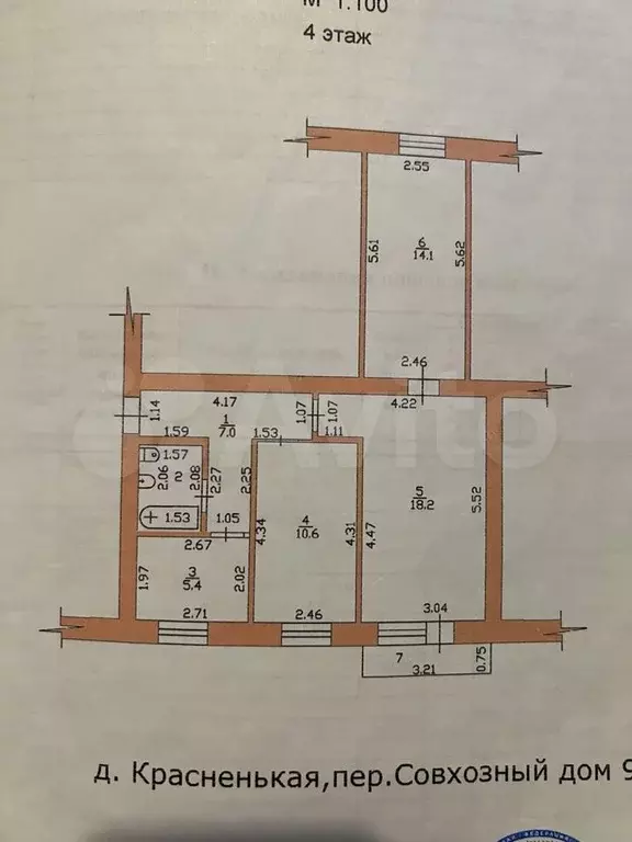 3-к. квартира, 60 м, 4/4 эт. - Фото 0