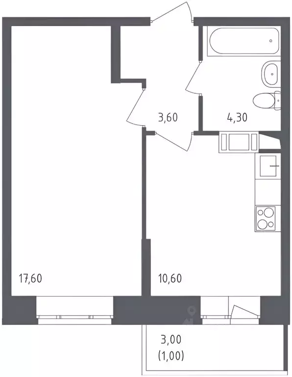 1-к кв. Московская область, Люберцы Зенино ЖК Самолет мкр, ул. Камова, ... - Фото 2