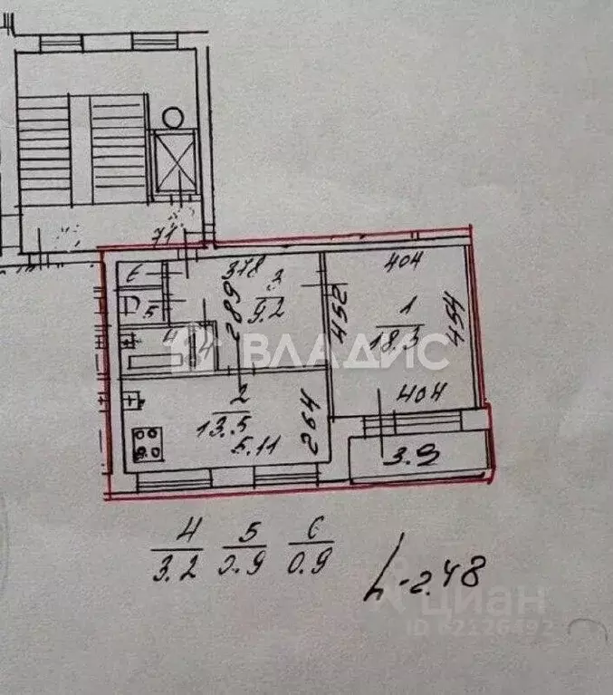 1-к кв. Санкт-Петербург ул. Крыленко, 43К1 (46.0 м) - Фото 2