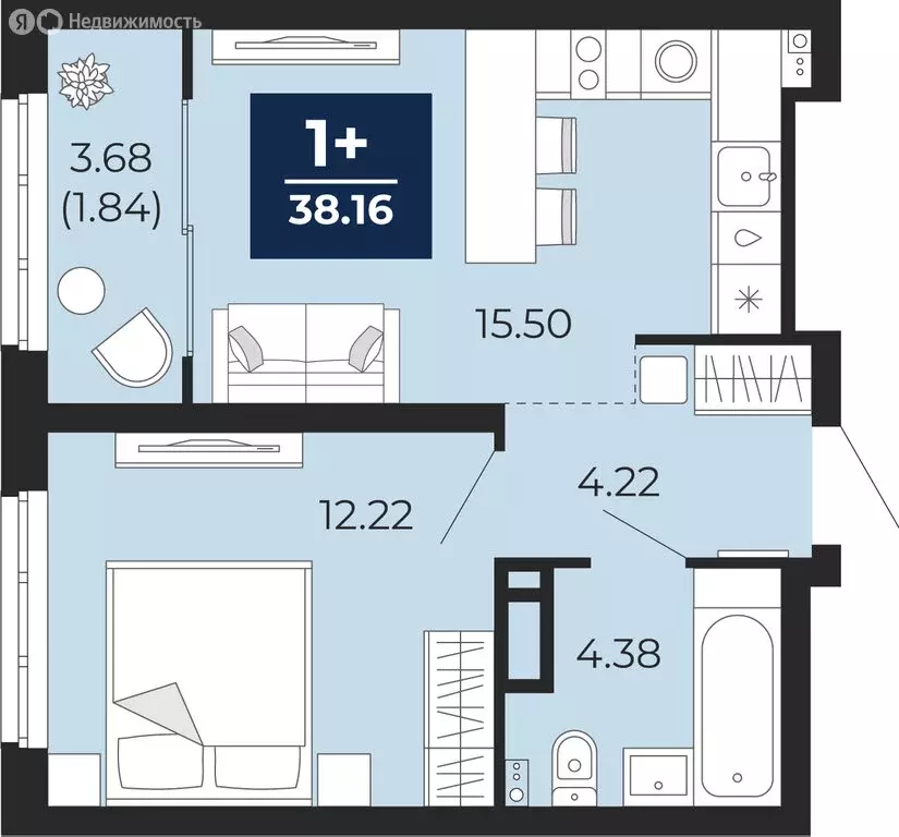 1-комнатная квартира: Тюмень, Камчатская улица, 107к1 (40 м) - Фото 1