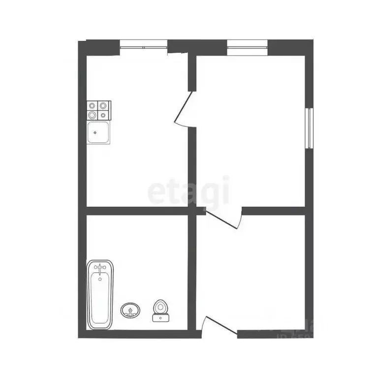 Студия Тульская область, Тула пос. Горелки, Ключевая ул., 2 (27.6 м) - Фото 2