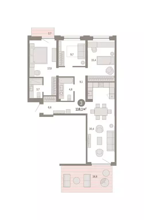 3-комнатная квартира: Екатеринбург, жилой район Юго-Западный, жилой ... - Фото 2