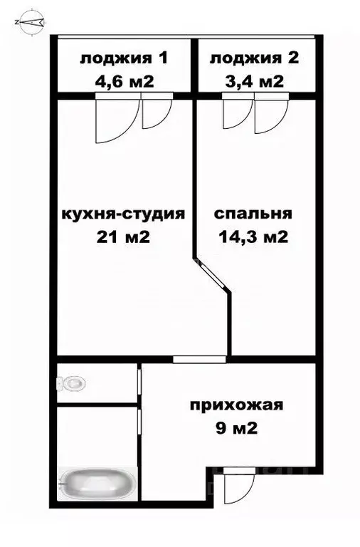 2-к кв. Томская область, Томск Киевская ул., 1 (53.0 м) - Фото 1