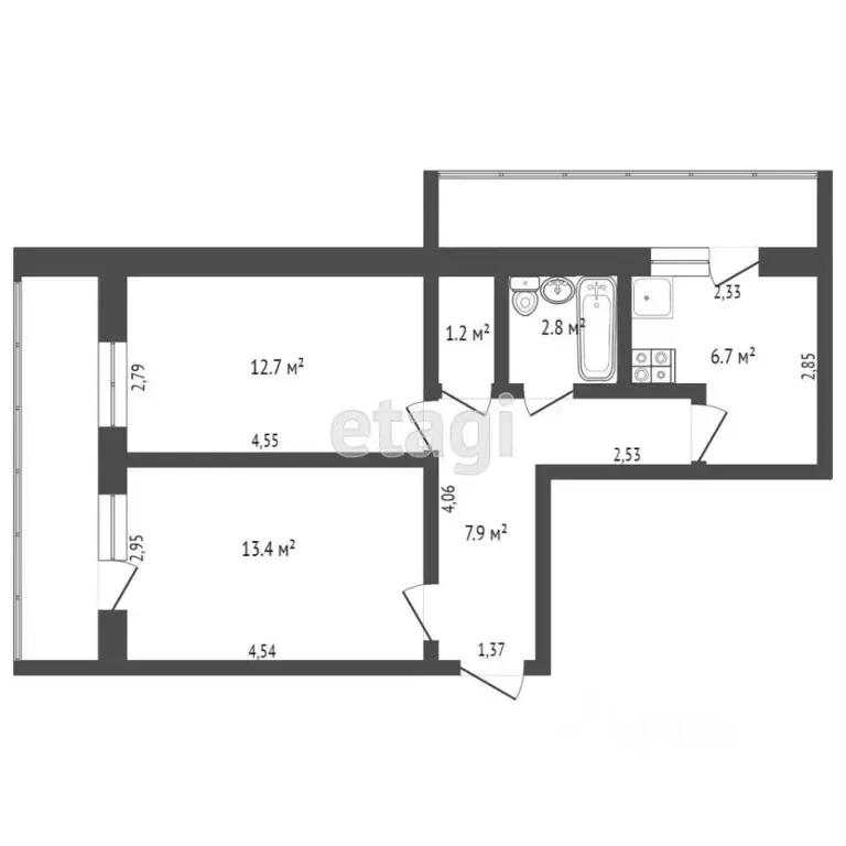 2-к кв. Крым, Черноморское пгт ул. Димитрова, 9В (45.0 м) - Фото 1