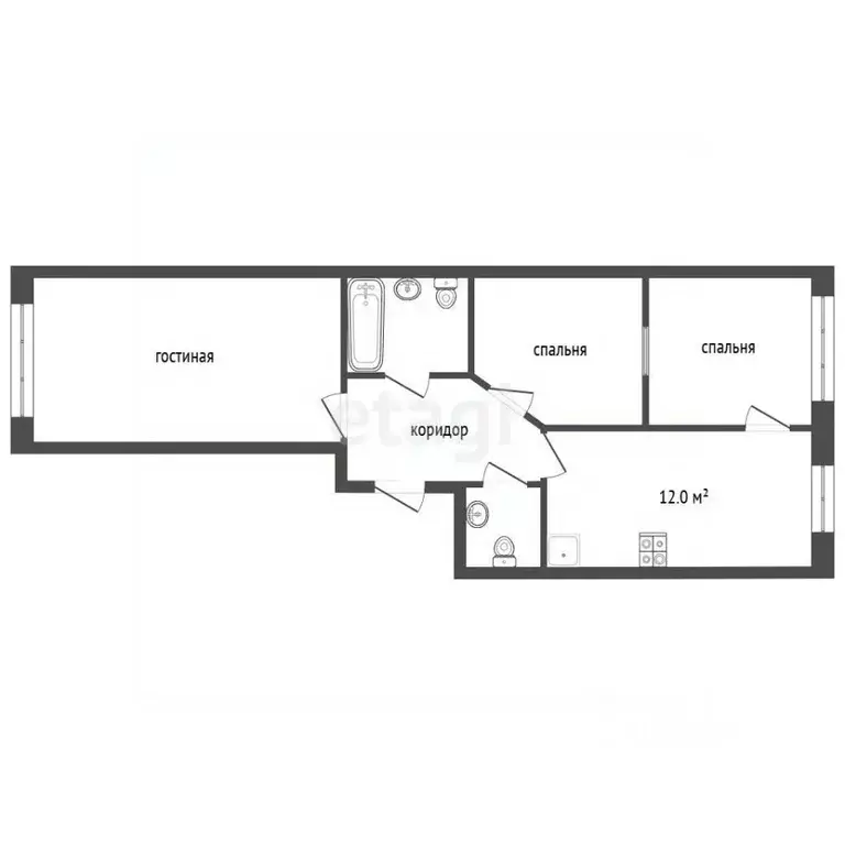 3-к кв. Московская область, Балашиха ул. Чистопольская, 24 (88.0 м) - Фото 2