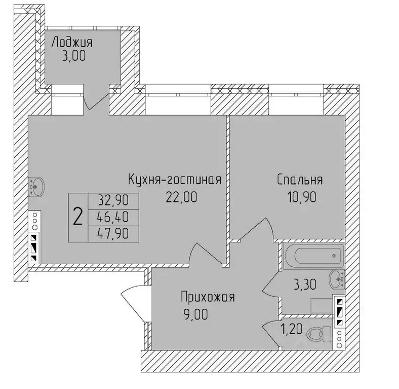 2-к кв. Белгородская область, Старый Оскол Степной мкр,  (47.9 м) - Фото 0