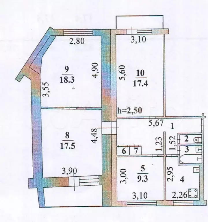 4-к. квартира, 82 м, 5/5 эт. - Фото 0