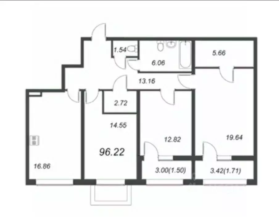 3-к кв. Санкт-Петербург Петровский просп., 22к2 (96.8 м) - Фото 1