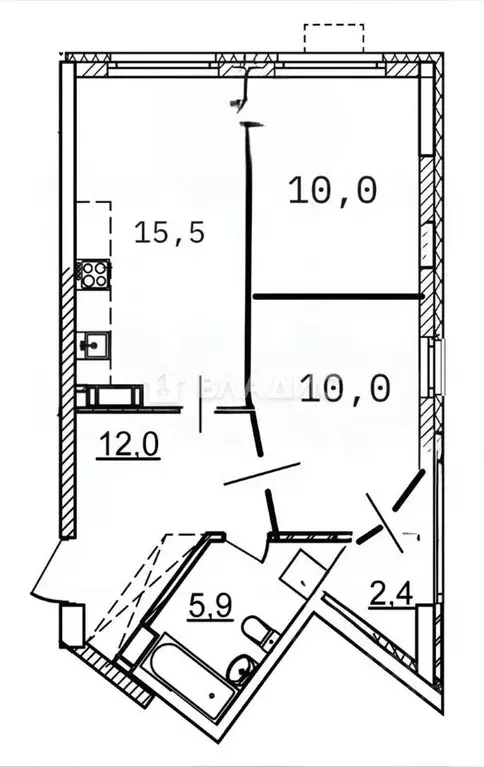 2-к кв. Нижегородская область, Нижний Новгород ул. Родионова, 202 ... - Фото 1