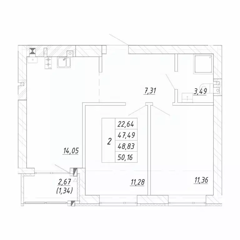 2-к кв. Калининградская область, Зеленоградск  (48.83 м) - Фото 1