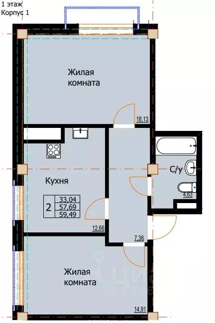 2-к кв. Ставропольский край, Ессентуки  (59.49 м) - Фото 0