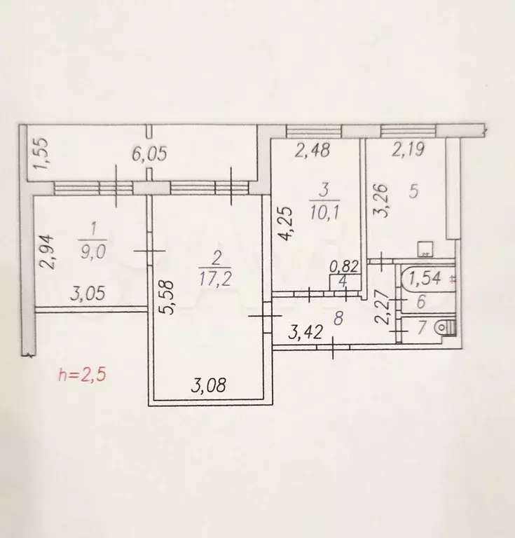 3-к. квартира, 53 м, 1/9 эт. - Фото 0