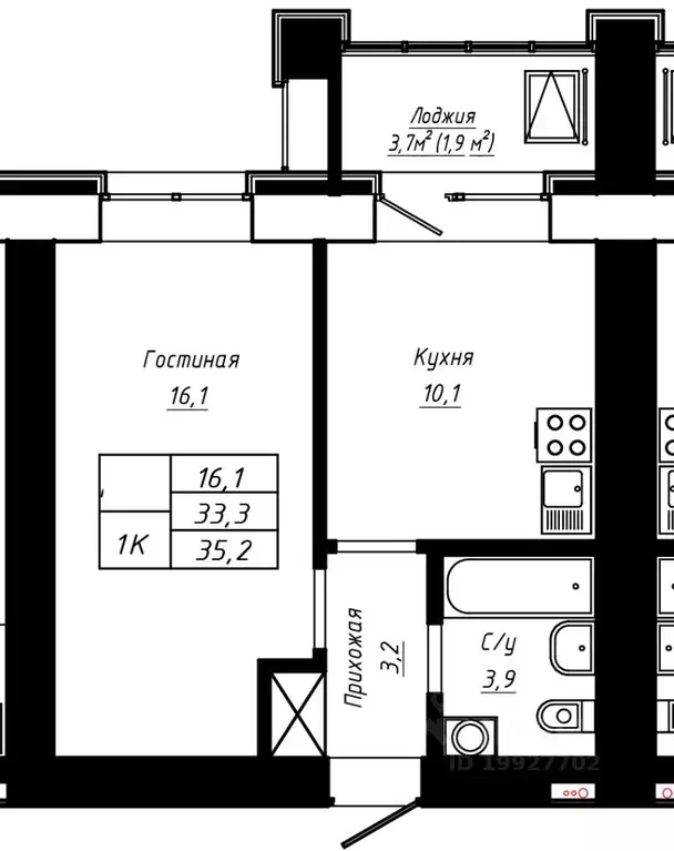 1-к кв. Алтайский край, Барнаул ул. Сухэ-Батора, 39 (35.2 м) - Фото 0