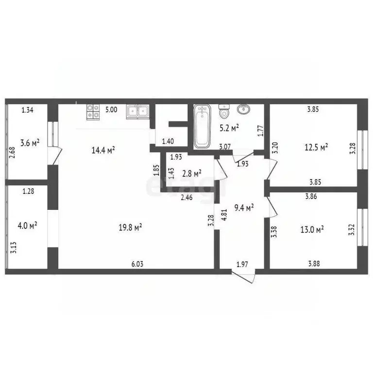 3-к кв. Башкортостан, Стерлитамак ул. Гоголя, 118б (82.8 м) - Фото 1